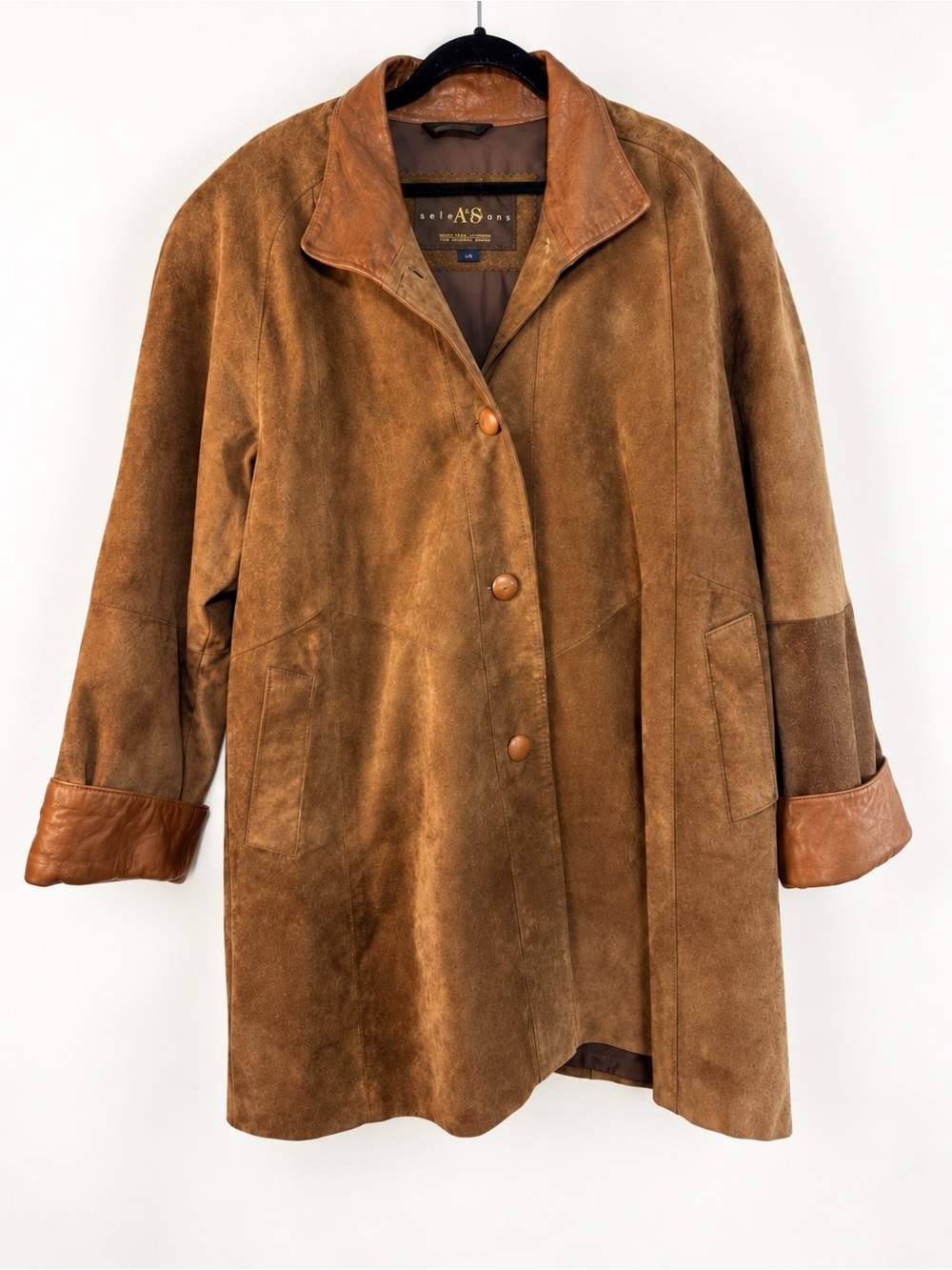 A&S Selections Vintage Brown Suede Leather Coat Made in Canada Large